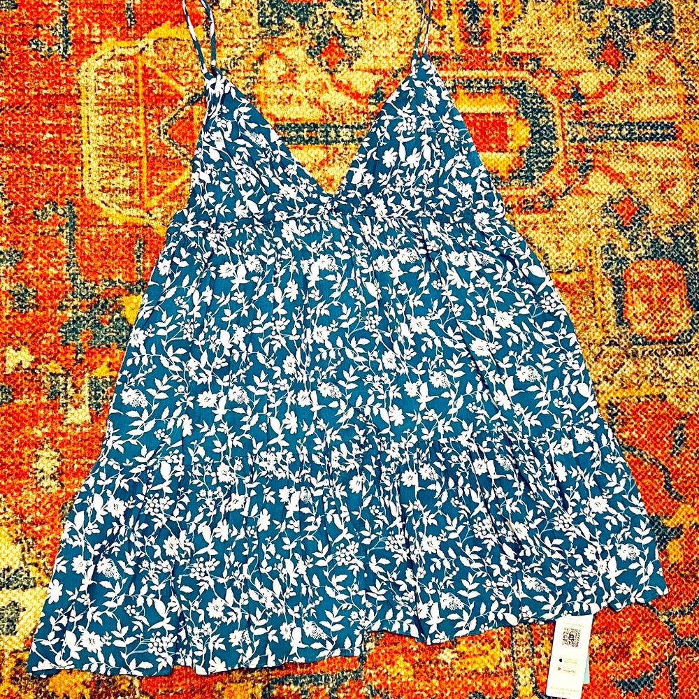 Cupshe blue floral pattern babydoll dress
